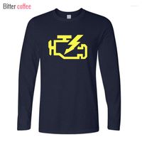 T-shirts pour hommes Automne et hiver ￠ manches longues Shirt Coton Check Moteur Light Impression pour hommes de haute qualit￩ Tee Euro Taille