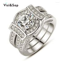 Anéis de casamento Eleple Luxury Sets for Men Women White Gold Color Ring Jewelry Gifts Drop VSR225