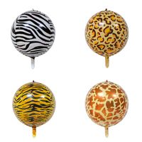 22 pouces Cartoon Grain Animal 4d ballons en aluminium Ballon Zebra Léopard Girafe Tiger Print Decoration Ballon 4 Style