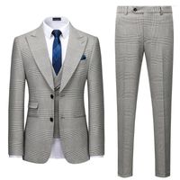 Trajes para hombres Blazer pantalón traje de chaleco de 3 piezas / 2022 hombres chaleco de rayas a cuadros de negocios / para boda