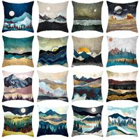 Pillow Scenic Nordic Case Golden Mountain Covers Home Sofa D...