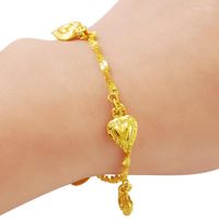 Braccialetti fascino moda ondulazione acqua increspato 24k oro braccialetto appeso a forma di gioielli a forma di donna per donna