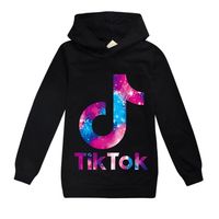 Salto de moletom Tiktok no outono da primavera para meninas de menina de menina grande moda de moda com capuz com capuz de algodão impressão Kid Tik Tok Tok Casual Sport camiseta cl250z