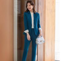Pantalons de deux pi￨ces pour femmes Blazer et costume d'hiver automne et costume de mode Blue Veste bleu manteau blaser
