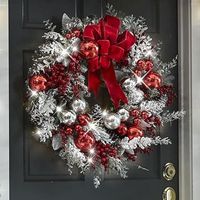 Fleurs décoratives couronne de Noël Pincone artificiel berry rouge guirlande suspendue ornements de porte d'entrée décorations murales joyeuses # t2g