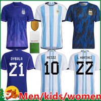 Поклонники игрока версии 2022 2023 Аргентина футбольные майки 22 23 Messis Mac Allister Dybala di Maria Martinez de Paul Maradona Child Kid Kit Men Men Women Football Root