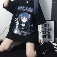 Camisetas masculinas 2022 Hip-hop Retro de manga curta retro feminino harajuku estilo jk solto preto escuro grande gota de tamanho superior