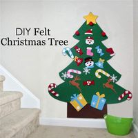 Weihnachtsdekorationen DIY Filzstoffbaumwand mit dem Weihnachtsmann Klaus Elch Schneemann Schneeflockenstr￼mpfe Geschenke Ornamente