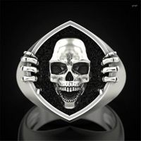 Anillos de clúster Ring Retro Punk Skull Ring para hombres Europa y American Creative Silver Color Índice Nightlub Joya masculina Joyería