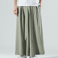 Pantaloni da uomo Uomini di colore solido in stile cinese bagliore gamba larga hip hop oversize oversize lunghi pantaloni della tuta eleganti casual