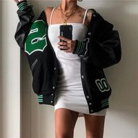 Женские куртки женская колледжа и хип-хоп бейсбол Харадзюку. Повседневное пальто.