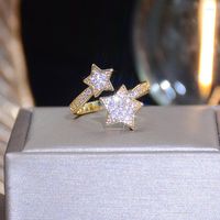 Cluster anneaux ins mignons minuscule rainbow star ouverte anneau pour les femmes brillant zircon fiançailles réglables bague anillos bijoux bijoux