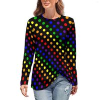 Women' s T Shirts Colorful Polka Dot Print Rainbow Dots ...
