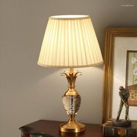 Lampes de table tout cuivre ￠ ananas solide lampe cristalline haute qualit￩ luxueuse de luxe ￩tude chambre cr￩ative chambre ￠ coucher chaud