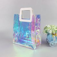 Storage Bags Women Girls Holographic Rainbow Shopping Multi-...