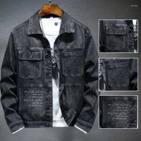 Мужские куртки 2022 Мужская модная вышитая джинсовая куртка высококачественная классическая утолщенная лацканая зима для мужчин