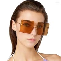 Sunglasses Oversized Women Brand Designer Metal Square Eyewe...