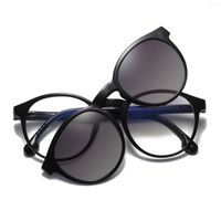 Occhiali da sole cornici Kanspace Women Optical Myopia Glasses Frame 2 in 1 clip magnetico su uomini di occhiali rotondi Spettacoli polarizzati 95912