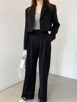 Pantalones de dos piezas para mujeres Hzirip Chic Autumn Women Pieces Sets Formal Office Lady 2022 OL Blazers de cintura alta suelta