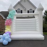 Commercial White Bounce Castle Inflatable Bouncers Jumping w...