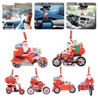 D￩corations int￩rieures 2022 D￩coration de No￫l Car de r￩troviseur Miroir Ornements suspendus suspension Santa Claus Motorcycle pour la maison de No￫l
