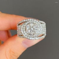 Обручальные кольца Caoshi изысканные роскошные леди с блестящими циркониевыми украшениями серебряного цвета для юбилейной церемонии Высококачественный подарок
