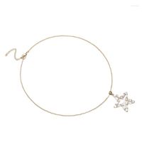 Chaines Collier de pendentif fin avec zircon blanc élégant forme d'étoile Gold Chain Clavicle Gift 55KA