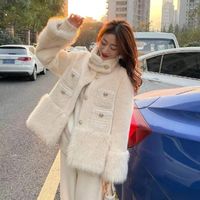 Kadın Kürk Kış Paltosu Kadın Giyim Sahte Ayakta Yaka Yastıklı Yüksek Kaliteli Hafif Lüks Ceketler İçin