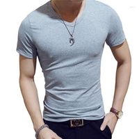 Magliette da uomo uomo palestra top strette maschio fitness manica corta magliette sottili magliette da uomo estate a v-scollo casual plus size