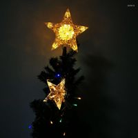 Decorazioni natalizie stella topper dell'albero nordico con cestina di perline di cristallo a batteria leggera a LED