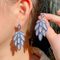 Dangle Earrings CWWZircons Luxury Full Blue Cubic Zirconia P...