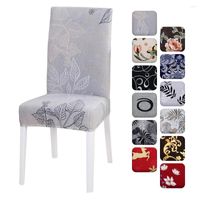 Cubiertas de silla Impresión floral Spandex Cubierta de asiento de Navidad elástica para el comedor de bodas Oficina de banquete Housse de Caise 1/2/4P