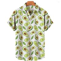 Herren lässige Hemden Vintage Shirt Männer Kurzarm Plus Größe 5xl Hawaiian schnell trockener Mode Avocado Print Sommer