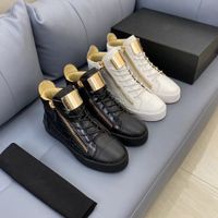 Luxusdesigner Herren Casual Schuhe Mode Echtes Leder mentales Reißverschluss Dekor Schnürungstrainer Sneakers Runway Outfit High Top Round Toe Waling Slatillas Zapatillas