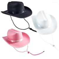 Berets Style Retro Solid Color Weeld Cowgirl Hat с анти-скользкой Band Western Sun Protect
