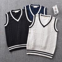 Conjuntos de ropa British Corea School Corea Sweater Completo Uniforme de chaleco en V