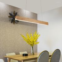 L￡mparas colgantes Luces LED de madera modernas Decoraci￳n de comedor de l￡mparas de madera colgando iluminaci￳n de cocina de oficina interior