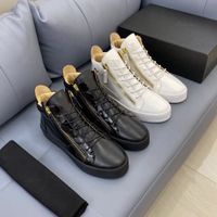 Luxusdesigner Herren Casual Shoes Mode Echtes Leder mentales Reißverschluss Dekor Schnürungstrainer Sneakers Trend Sneaker für Mann Hip Hop Freizeitbettzflates 2023 2023