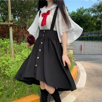 Conjuntos de ropa Colegio de moda japonesa Alta cintura delgada dulce All-Match Summer School Girl Uniform Sailor Dress Korean