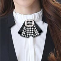 Bow Sicies Женский галстук стразы Houndstooth Ribbon Fashion College в стиле рубашка воротники цветочные украшения ручной работы для женщин