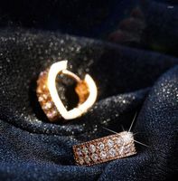 Pendientes de aro corazón plateado plateado círculo de cristal mosaico completo circonio cúbico joyas hebillas