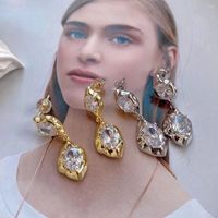 Saplama Küpe 5 Çift Kristal Zirkonya Taş Damlası Kadınlar için 18K Altın Gümüş Renk Modaya uygun Vintage Takı