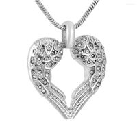 Pendant Necklaces IJD9777 Crystal Angel Wing Heart Stainless...