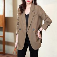 Kadın Suit Moda Kadınlar Blazer Kore Çifte Kesilmiş Gevşek Blazers Ceketler İş Ceket Dış Giyim Sonbahar Kariyer Kadın Ceket Ofisi Lady
