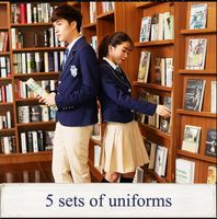 Conjunto de ropa uniforme escolar japonés británica para niñas y niños de alta calidad de invierno senior de cárdigan de cárdigón a cuadros 5