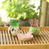 Figurine decorative bere fuori creativo simpatico cartone animato panda rana animale ceramico ornamento piantaggio giocattoli in vaso doni personalizzati