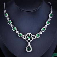 Ketten Foydjew Luxussimulation Emerald Oval Halsketten Europ￤ische amerikanische Frauen Modedesign Mikro-in-Laid Full Zirkon Halskette
