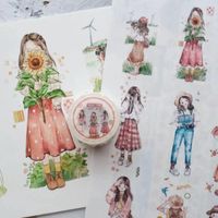 Envoltura de regalo encantadora niña de flores cinta de lavado para tarjetas haciendo plan de álbumes de recortes de bricolaje pegatina decorativa
