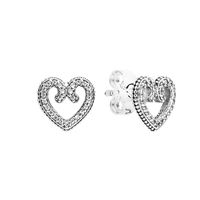 925 Sterling Silver Heart Swirl Stud Earring Women Wedding P...