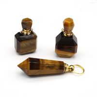 Collares colgantes Charms Natural Tiger Piedra esencial Difuser Botella de perfume para hacer collar de bricolaje judío